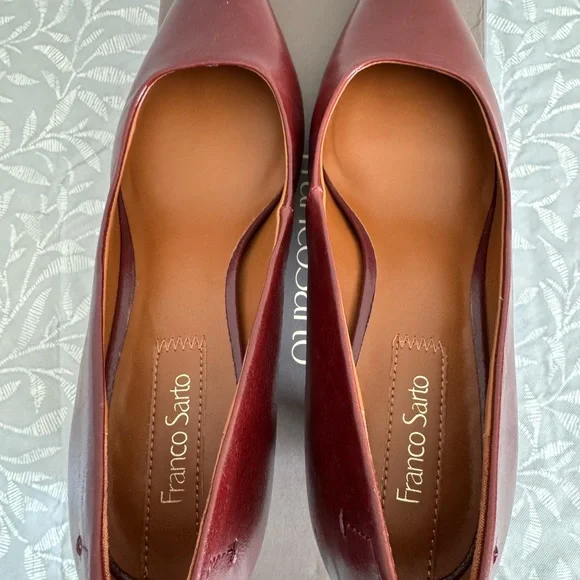 Franco Sarto Mahogany Red/Brown Leather Pumps - Picture 7 of 9